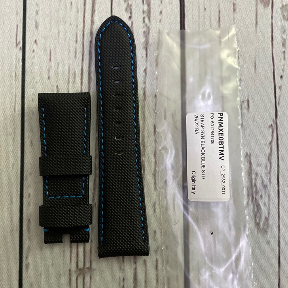 Panerai Black Watch Band with Blue Stitching